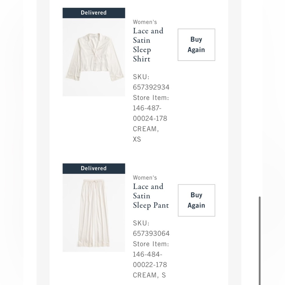 Abercrombie Ivory Sleep Set (3 piece)